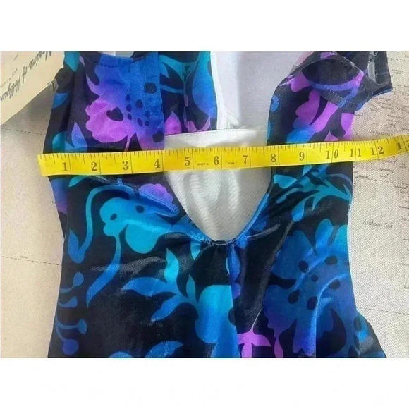 Vintage 80s 90s Maxine of Hollywood Floral One Piece Swimsuit 14 XS Vintage Size - Picture 9 of 11